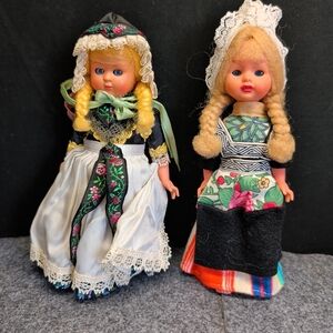 Pair of Traditional Dolls with Colorful Dresses